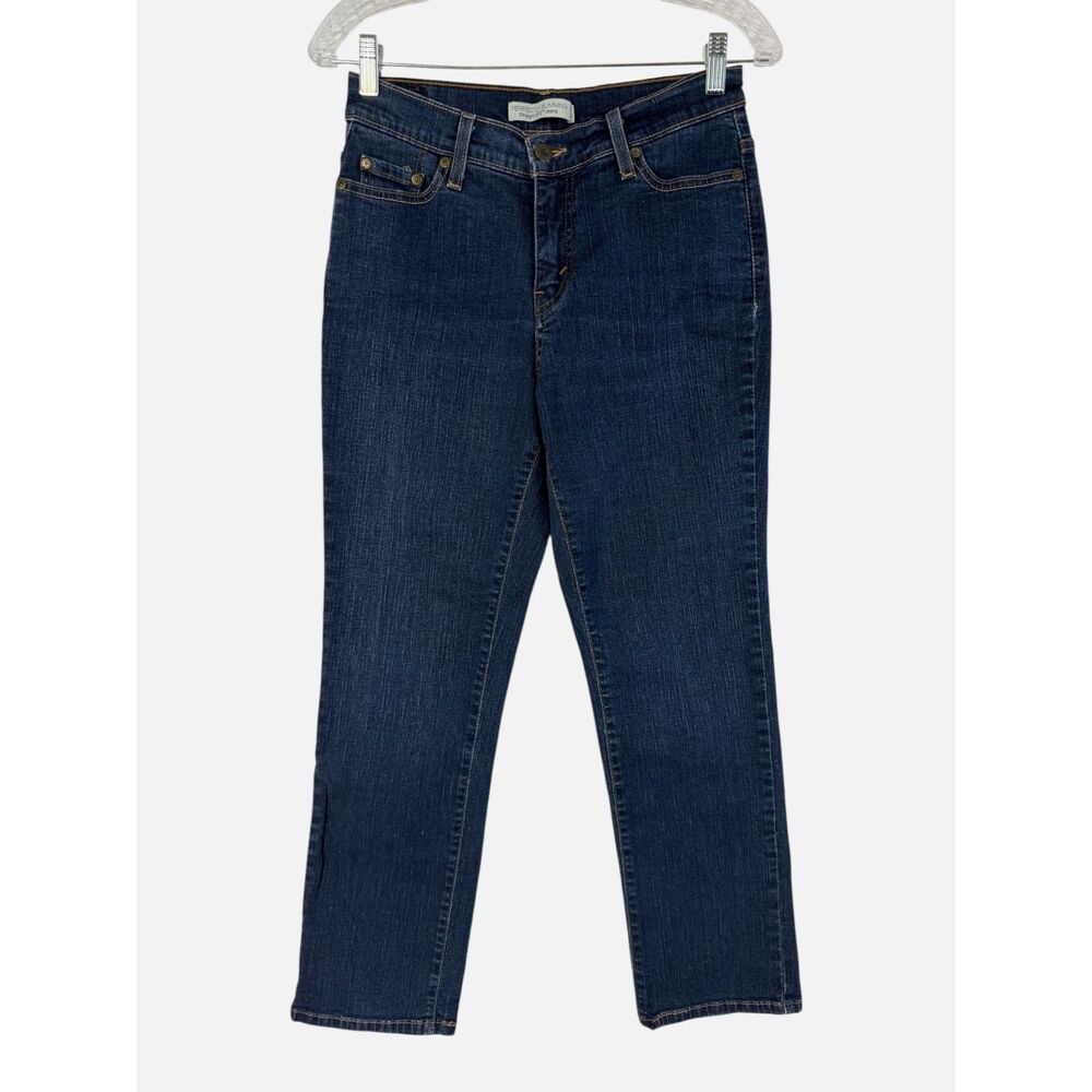 Levi's 512 Perfectly Slimming Straight Jeans Dark Wash Stretch Denim Womens 10M